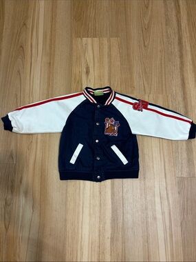 Scooby-Doo Kids Varsity Jacket Navy White Snap Front Hanna-Barbera 2000 era Y2K